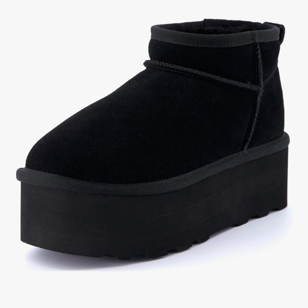 Suede Black Platform Ankle Boots
